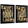 Poker Canvas Painting Wall Art Posters Pictures and Prints Golden Queen King Poker Modern Framed Artwork for Living Room Bedroom Bathroom Home Decorations Gifts Ready to Hang(20''W x 28''H x2)