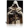 HJL Art Medieval Warrior Saber Wall Art Prints White Cape and Armored Knights Wall Decor Canvas Painting Soldier Poster Pictures Framed for Living Room Bathroom Bedroom Office Home (24''W x 36''H)