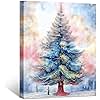 Christmas Canvas Wall Art Print (24" X 36" Framed) Christmas Tree Painting Print Decor,Winter Print Christmas Wall Art Decor Artwork for Bedroom,Livingroom,Christmas Gifts for Family and Friends