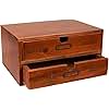 Juvale 2-Drawer Small Vintage Style Wooden Storage Organizer for Accessories - Rustic Decorative Box for Office, Desktop Countertop and Incense Storage