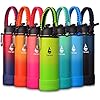 Farsea Insulated Water Bottle With Paracord Handle, Protective Silicone Boot and 2 Lids (Straw Lid & Spout Lid), Stainless Steel Water Bottle Wide Mouth, Double Wall Sweat-Proof BPA-Free, 24 oz