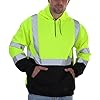 sesafety Class 3 High Visibility Sweatshirt for Men,Hooded Pullover,Hi-Vis Safety Hoodie Pullover Sweatshirt,Reflective Safety with Black Bottom,Yellow,XL