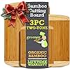 GREENER CHEF Organic Bamboo Cutting Board Set of 3 with Lifetime Replacements - Wood Cutting Board Set with Juice Groove - Wooden Chopping Board Set for Kitchen, Meat, Vegetables and Cheese