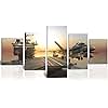 Wall HDQ American Aircraft Carrier Wall Art US Military Fighter Canvas Pictures Jet Fighter Airplane at Sunset Paintings Wall Art Modern Artwork for Bedroom Living Room Home Decor 50''W x 24''H