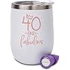 40th Birthday Tumbler - 40th Birthday Gifts for Women - 40th Birthday Cups - 40 & Fabulous Wine Tumbler - 40 and Fabulous Gifts for Women - 40 Year Old Birthday Gifts for Women