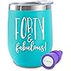 40th Birthday Gifts for Women – 40 and Fabulous Wine Tumbler - 40th Birthday Decorations for Women – 40th Birthday Wine Glass – 40th Birthday Cup