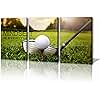 KAWAHONE 3 Piece Golf Green Grass Canvas Poster Prints Framed Inspirational Wall Art Golf Inspirational Quotes for Office -12x16inx3pc