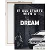 It All Starts With A Dream Motivational Wall Art Canvas Print, Office Decor, Inspiring Framed Prints, Inspirational Supercar Wall Art Decoration Quotes (18" x 12")