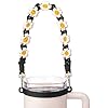 Bluwing Water Bottle Handle with Strap, Water Bottle Sling Compatible with Stanley Cup, Owala, Hydro Flask, Fits Most 12-40oz Water Bottles(Daisy Black 5)