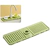 Faucet Mat for Kitchen Sink - 2024 Premium Upgrade: Enhanced Silicone Splash Guard with Rapid Drying & Dish Soap Sponge Holder, Perfect for Stone Sinks in Kitchen & Bathroom (Green, 1 Pack)