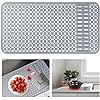 Silicone Sink Mat 26''x14'' Kitchen Sink Protector Mat With DIY Drain Hole, Grey Farmhouse Silicone Sink Mat Protector 1pcs Kitchen Sinks Accessories