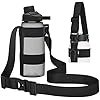 HEYSKAY Water Bottle Holder with Strap, Handle Strap Sling with Adjustable Shoulder Strap & Carabiner 12oz-40oz for Hydro Flask Water Bottle Sports Gym Hiking Camping Walking (Black)