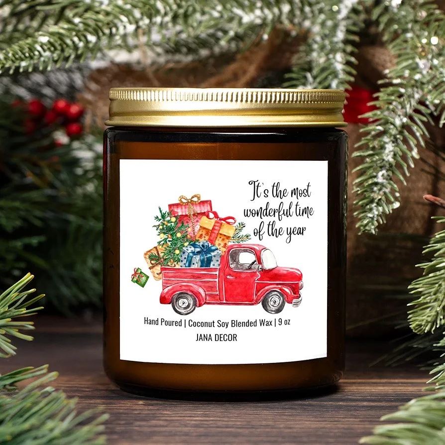 Its The Most Wonderful Time of The Year Candle Holiday Candle Idea Winter Candle 9oz Hand Poured Coconut Soy Wax Amber Jar Candle, 9oz Candle, Home Decor Candle