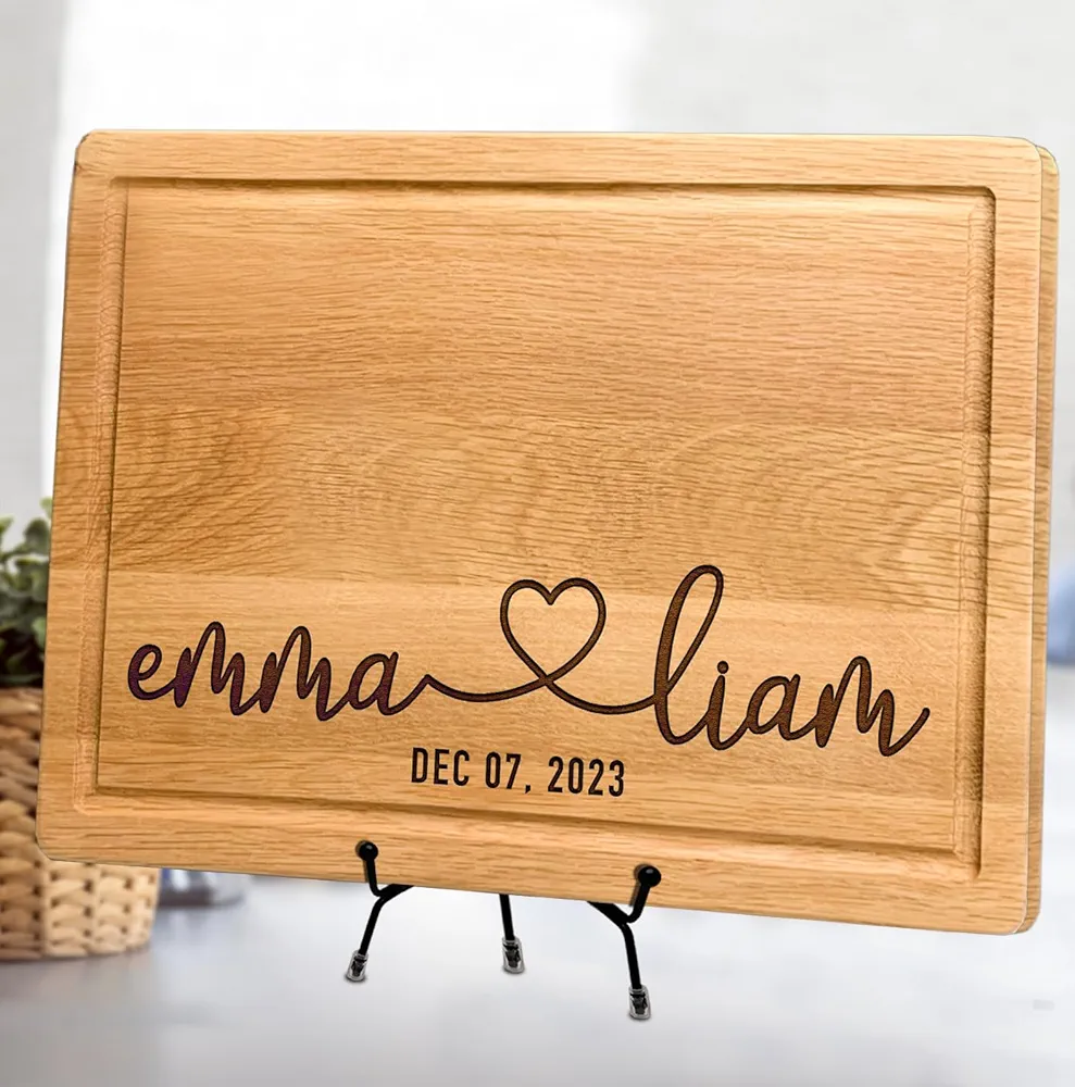 Personalized Engraved Cutting Board for Couples, Custom Couples Gift Ideas for Christmas Wedding Anniversary Engagement Housewarming, Anniversary Gifts for Men Women Parents, Wedding Gifts for Couples