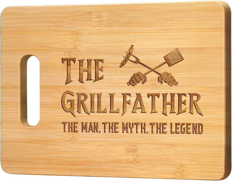 Christmas Gifts for Dad, Best Dad Gift from Daughter Son, Unique Birthday Gifts for Dad Father Papa- Unique Engraved Bamboo Cutting Board - The Grillfather, The Man, The Myth, The Legend