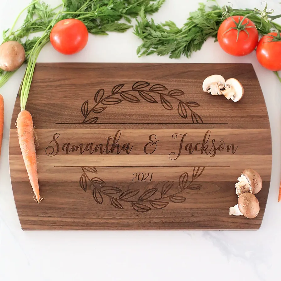 Personalized Laser Engraved Wooden Cutting Board New Home Essentials - Customized Chopping Board for Weddings, Anniversaries, Birthdays - Gifts for Mom, Gifts for Grandma