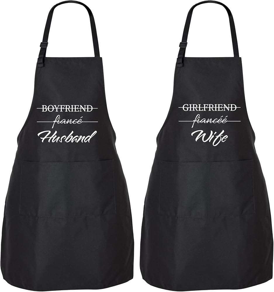 Zulay 2-Pack Funny Aprons for Men & Women - Kitchen Aprons with Adjustable Neck Strap & 2 Large Pockets