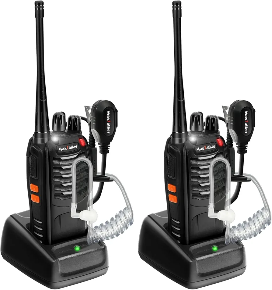 Radios Walkie Talkies for Adults: MaxTalker MT-8S Walkie Talkies with Earpiece, Walkie Talkies Long Range 16 Channels Walky Talky, Two Way Radio with Flashlight and Charger, Walkie Talkies 2 Pack