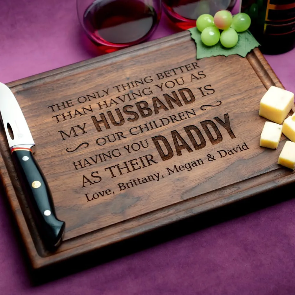 Straga Personalized Cutting Boards | Handmade Wood Engraved Charcuterie | Custom Father's Day Gift for Dad, Husband, Grandpa, King of the Grill, Dad's Barbeque, Grill Master, Dad's BBQ