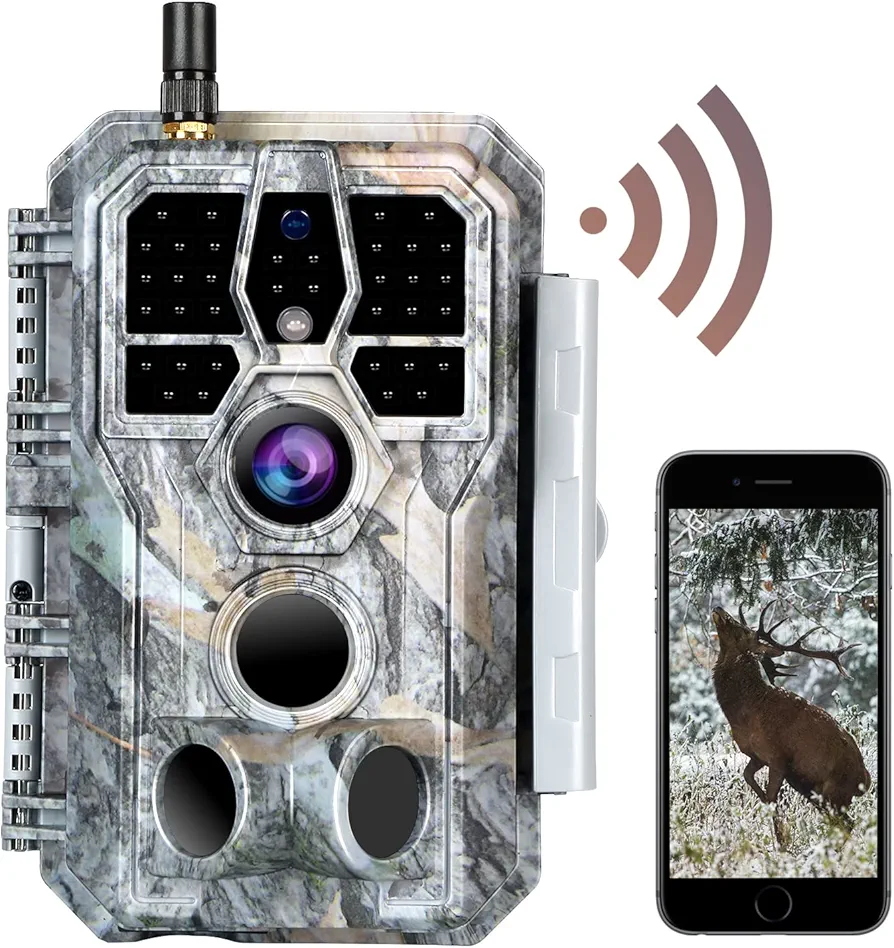 BLAZEVIDEO WiFi Game & Trail Camera 32MP 1296P, Night Vision 0.1s Trigger Time Waterproof IP66 Motion Activated, App Controll Send Picture to Cell Phone for Hunting Wildlife, Home Surveillance