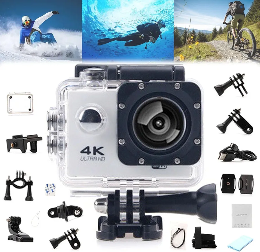 Roamix Vision+ 4k, Roamix Vision 4k Camera, Roamix Vision 4k Action Camera,Dv HD Waterproof Qinux Pixgo 4k WiFi Sports Camera, Brave 4 Pro Preserve Your Most Unforgettable Experiences (White)