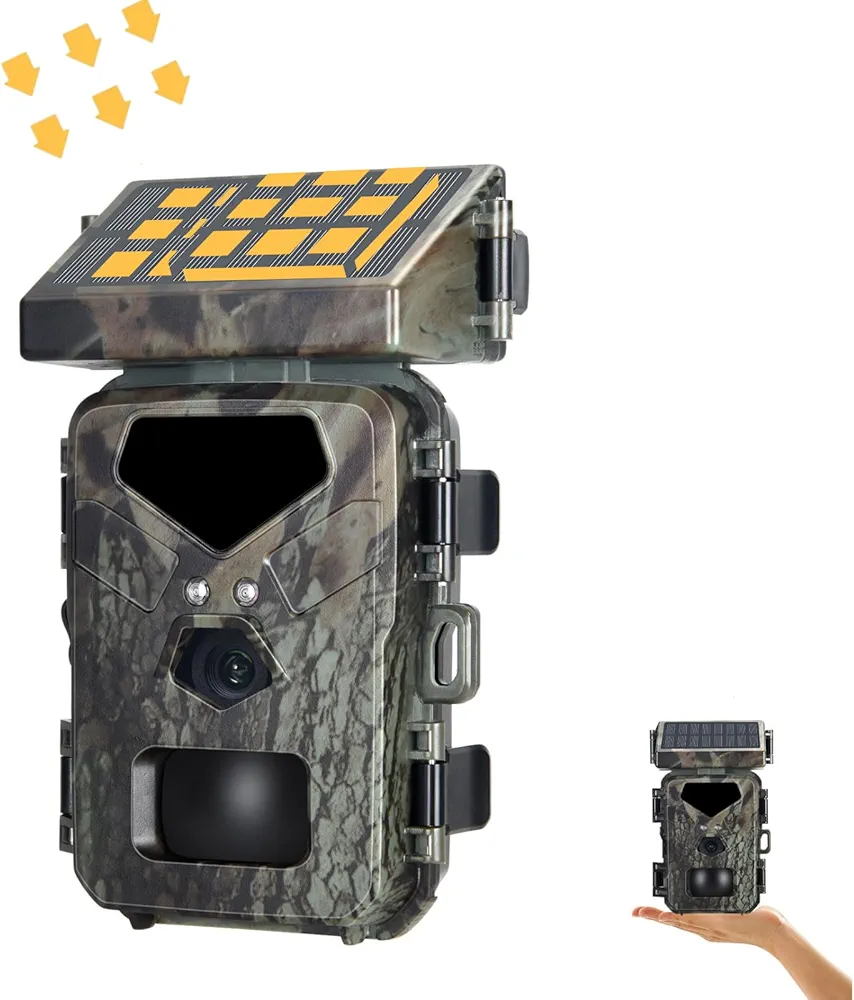 Trail Camera, 1080P 30fps 20MP Solar Trail Camera, Trail Cameras with Night Vision Motion Activated Waterproof, 60 Degree Detection Angle Night Vision IP65 Waterproof