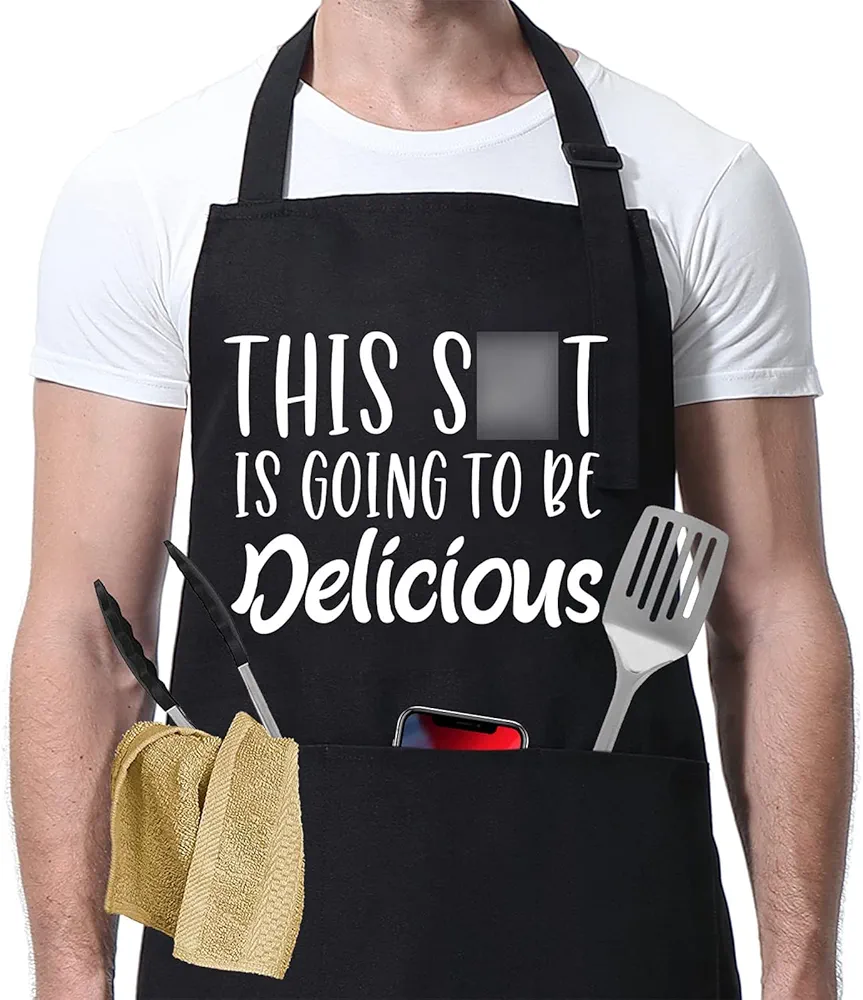 Miracu Funny Cooking Aprons for Women, Baking Apron, Fun Aprons for Men, Dad - Men Cooking Gifts, Gifts for Bakers, Husband, Boyfriend - Christmas, Birthday Kitchen Gifts for Men, BBQ Grilling Apron