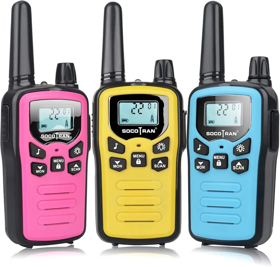 Walkie Talkies for Adults 3 Pack Rechargeable Two-Way Radios Long Range 5 Miles with USB Charging Cable Blue Yellow Pink Walkie Talkies for Camping Hiking Adult