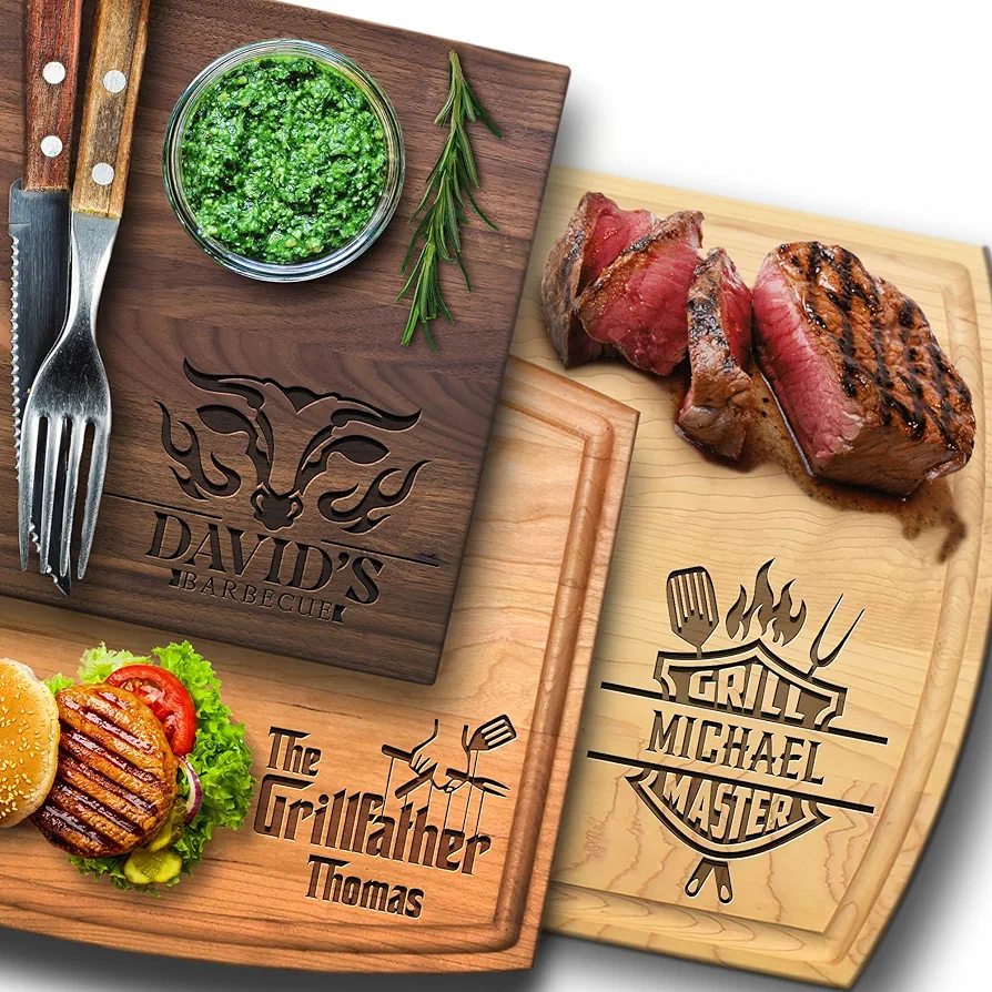 USA Made Personalized Cutting Board - Fathers Day, Birthday, Anniversary - Customized Gifts for Men, BBQ, Grill Accessories - Dad, Husband, Brother, Boyfriend, Papa - Custom Unique Mens Gifts for Him