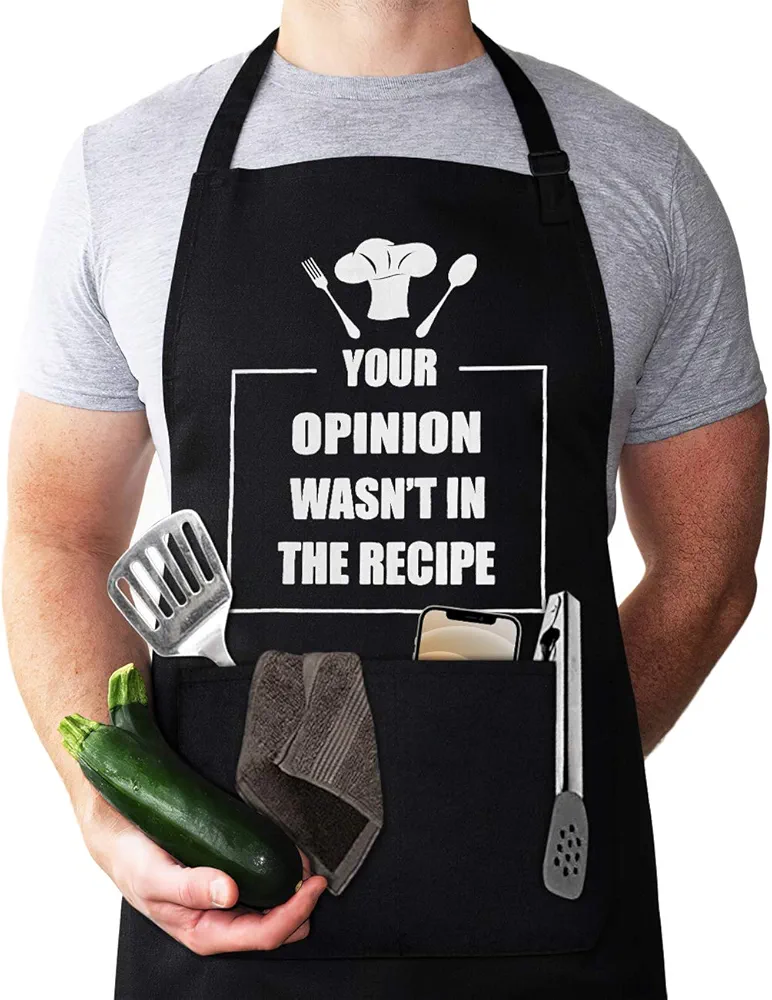 Aprons for Men, Mens Apron, Funny Aprons for Men, Adjustable Neck Strap Waterproof and OilProof Best for Cooking, Husband Birthday Gift, Gifts for Husband, Father's Day Gifts for Dad.