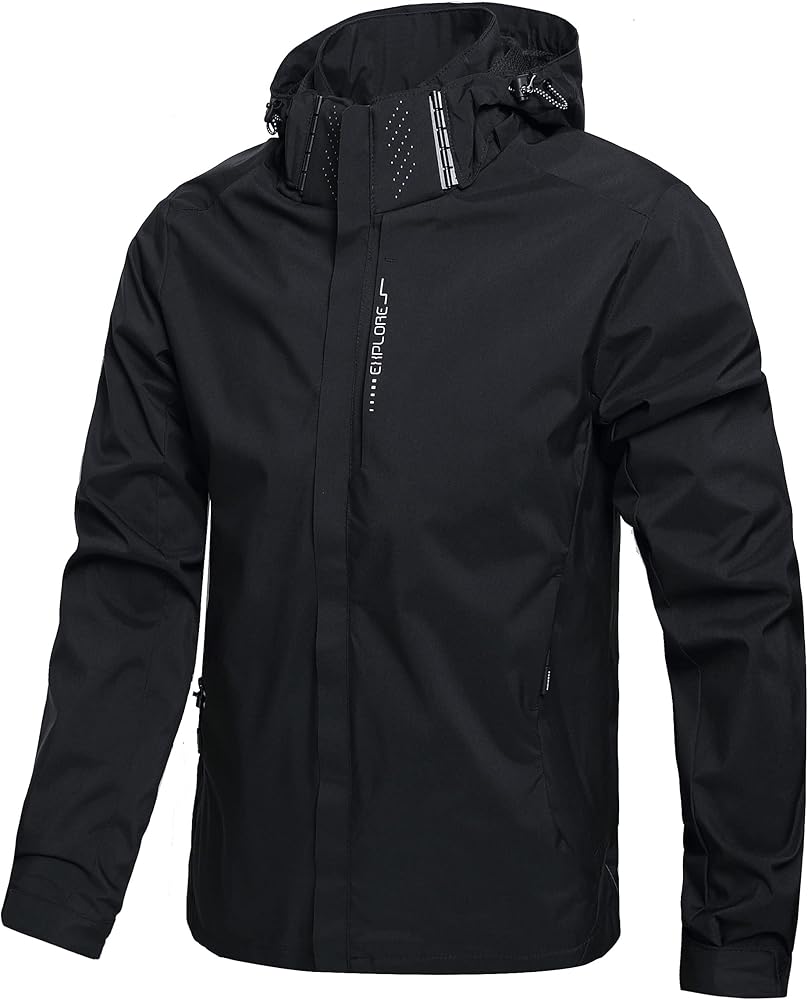 Men's Lightweight Waterproof Rain Jacket,Shell Hooded Outdoor Raincoat Hiking Windbreake jacket