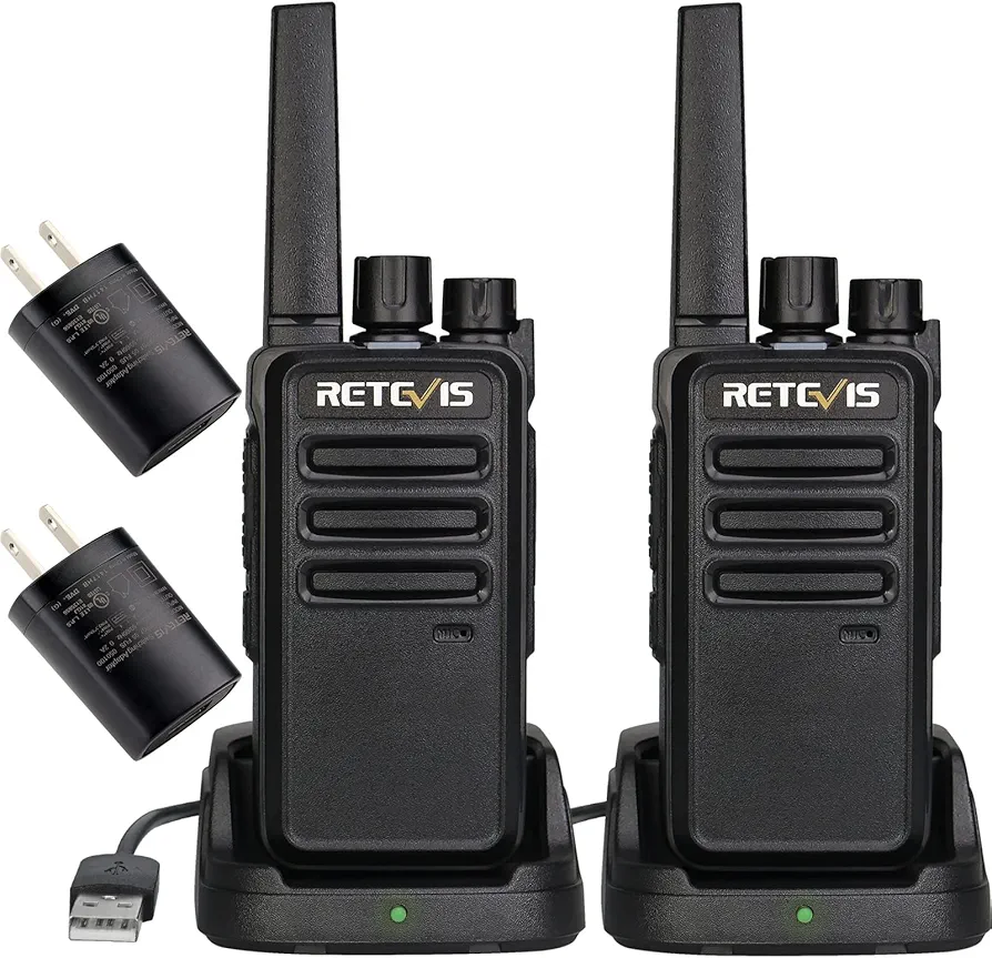 Retevis RT68 Walkie Talkies Rechargeable,Portable FRS Two-Way Radios for Adults,Heavy Duty 2 Way Radios Long Range,USB Charging Base,License Free Walkie Talkie for Road Trip Gifts Camping (2 Pack)