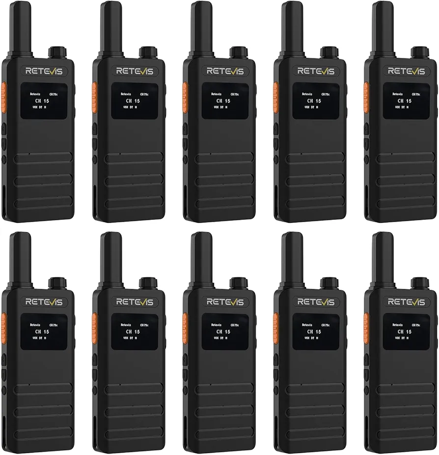 Retevis B3S Walkie Talkies for Adults, Compact Two Way Radio with LCD Screen, 1620mAh Battery USB-C Charging Cable, VOX, Mini Walkie Talkies for Business Warehouse School Hotel (10 Pack)