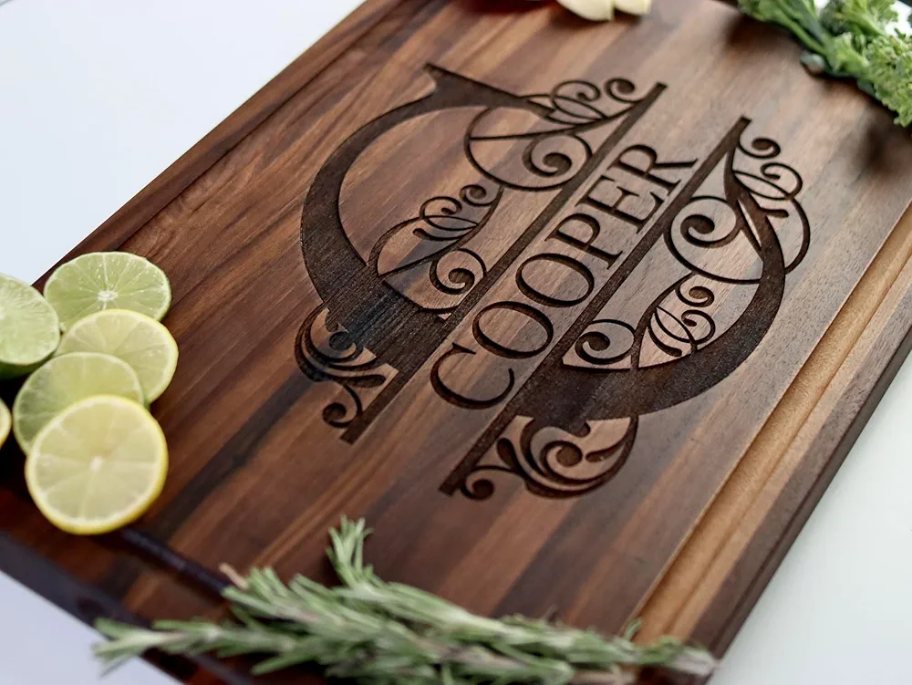 Handmade Cutting Board, Personalized Bamboo, Walnut, Cherry or Maple Wood Engraved Boards USA Made, Customizable for Weddings, Anniversary, Housewarming, Kitchen Decor, Gift Idea