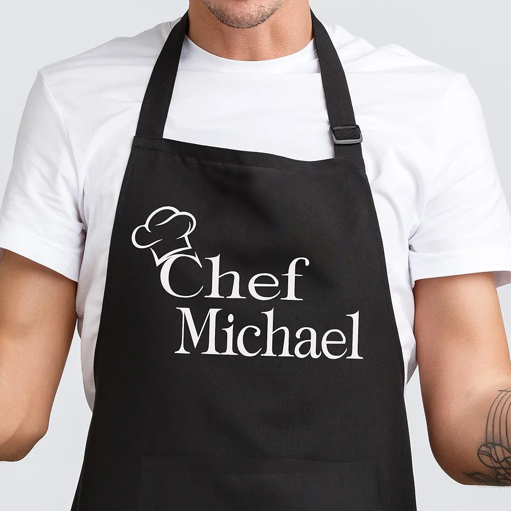 Chef Apron with Custom Name, Personalized Gifts for Men, Gifts for Women, Aprons for Women with Pockets, Valentines Day Gifts, Father's Day Gifts, Christmas Gifts, Anniversary, Mother's Day Gifts