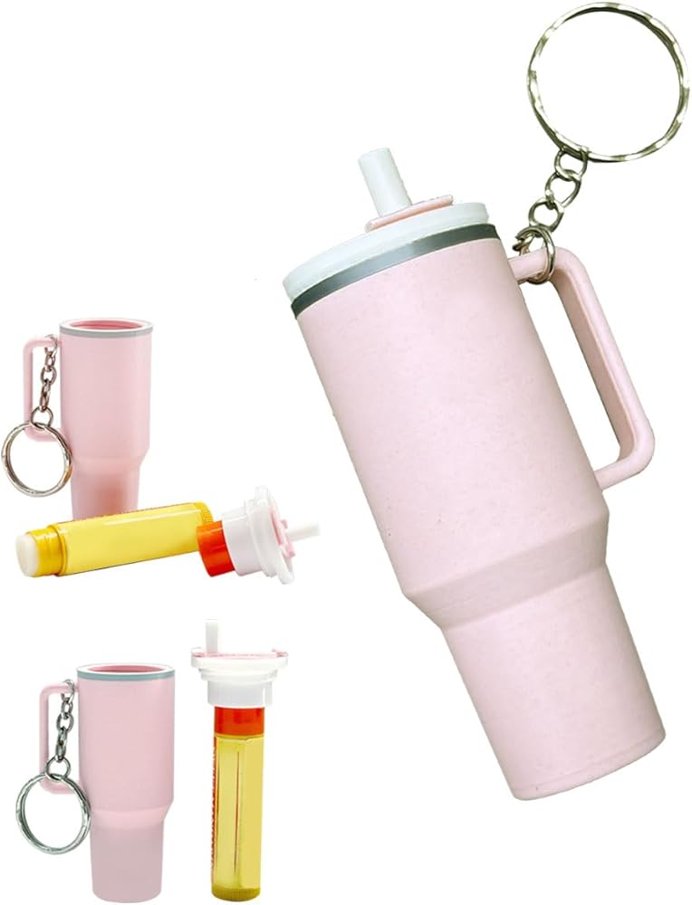 Mini Cup Keychains for stanley cup Accessories,cup Keychain for stanley Decorations,lipstick keychain(Improved Lid)