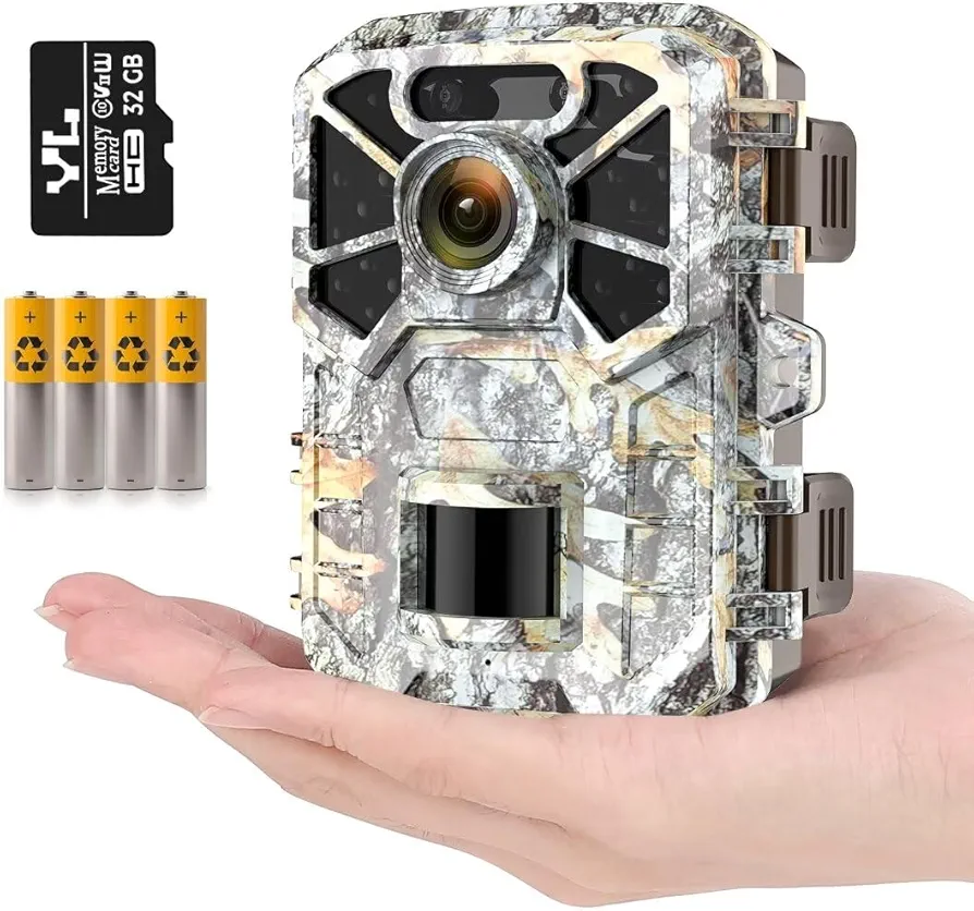 30MP 2K Trail Camera - Latest Sensor, Wide-Angle View, 0.2s Trigger Speed, 2'' HD TFT Screen, Waterproof Game Camera with 4 Batteries and 32GB Micro SD Card - Ideal for Wildlife Monitoring.