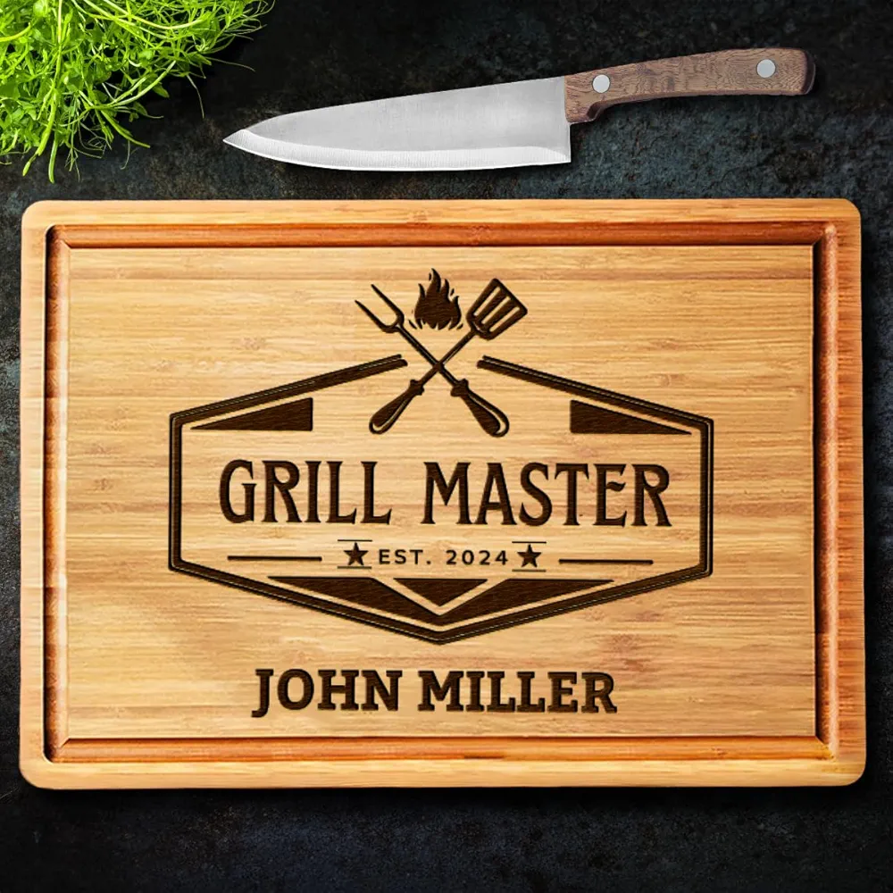 Personalized Grill Cutting Board for Men, Customized Grill Master Gifts for Dad, Unique Father's Day Gifts for Him, Customizable BBQ Grill Accesories Gift for Barbecue Lovers