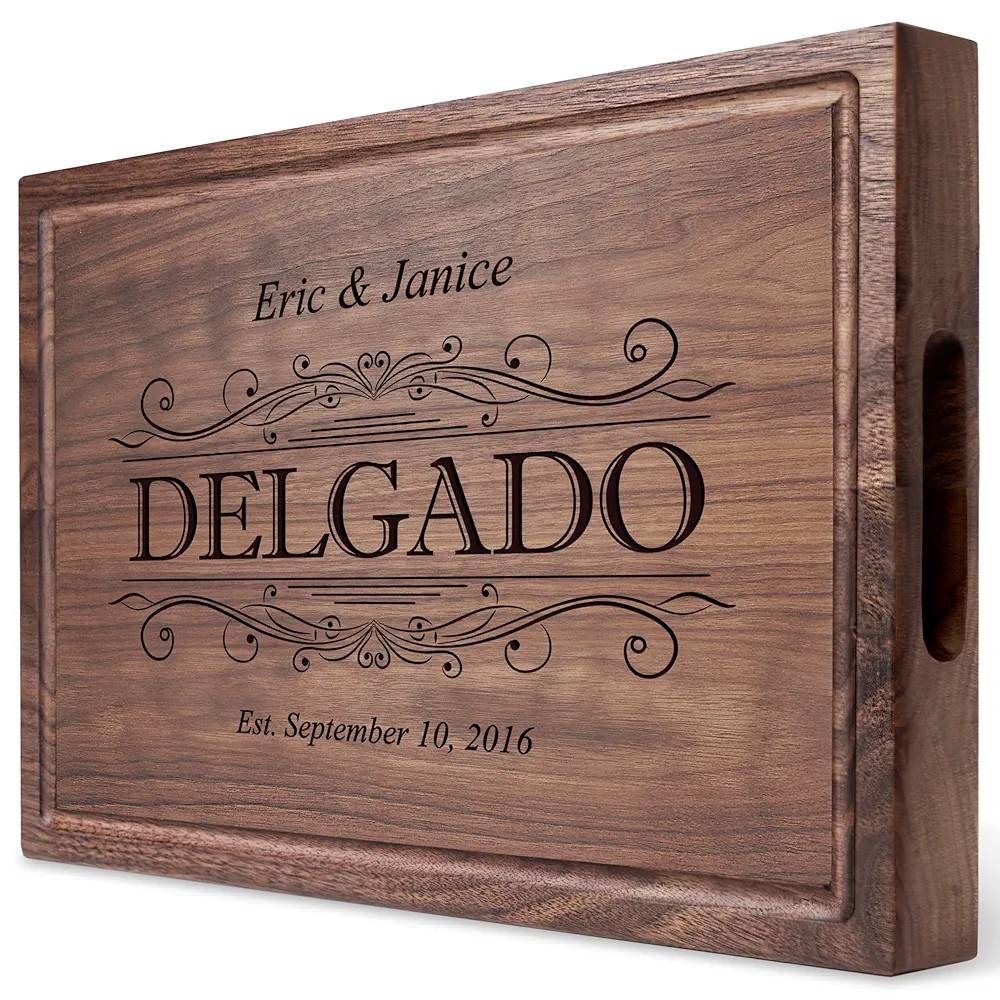 Straga Personalized Cutting Boards, Custom Engraved Wood Chopping Block- Handmade - Best Wedding, Housewarming, Anniversary, Birthday, Christmas Gift Idea For Friends, Couples, Family, Mom, Dad