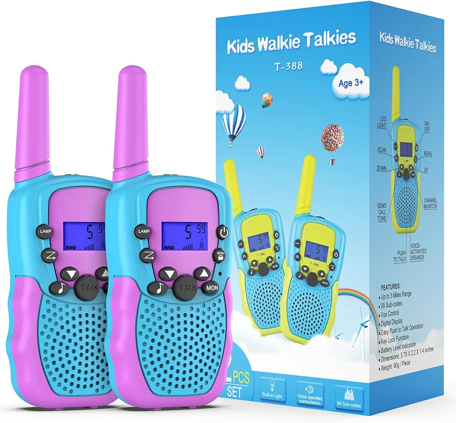 Selieve Toys for 3-14 Year Old Children's, Walkie Talkies for Kids 22 Channels 2 Way Radio Toy with Backlit LCD Flashlight, 3 Miles Range for Outside, Camping, Hiking Purple