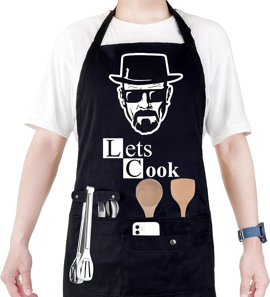 Funny Cooking Chef Apron with Pockets BBQ Kitchen Work Aprons Birthday Dad Creative Gifts