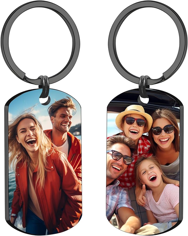 Custom Keychain, Engraved Photo Customized with Picture Personalized for Men Husband Wife Girlfriend Boyfriend Gift