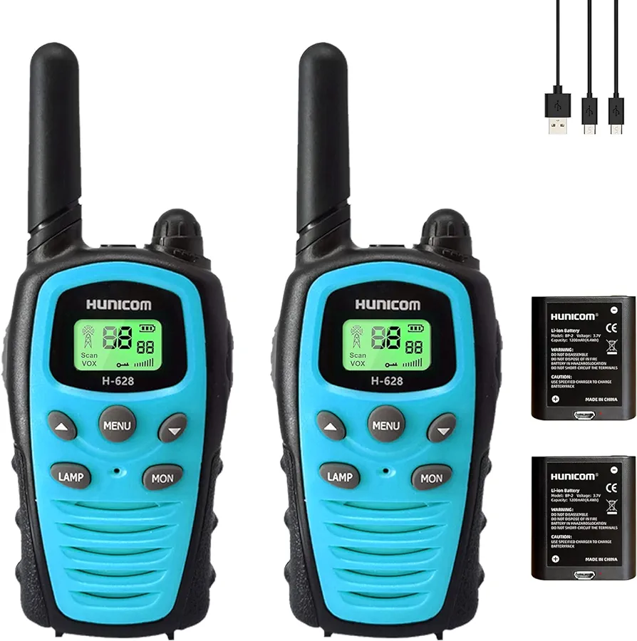 Rechargeable Walkie Talkies for Adults - Long Range FRS 2 Way Radios with VOX Flashlight 1200 mAh Battery