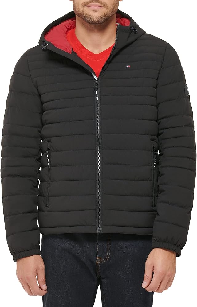 Tommy Hilfiger Men's Stretch Poly Hooded Packable Jacket