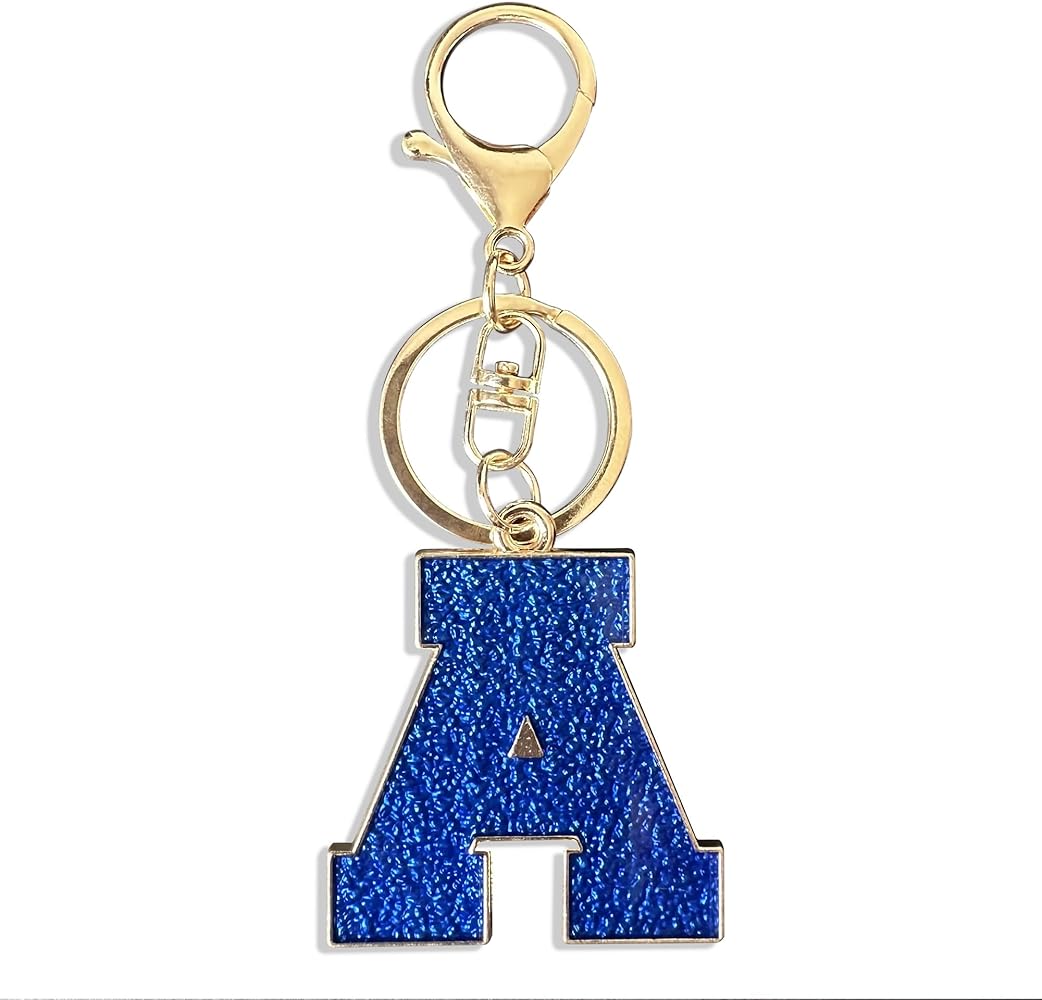 Purple Green Dark Blue Letter A-Z Keychain for Women Men Purse Handbags Metal Alphabet Initial Letter Car Key Ring