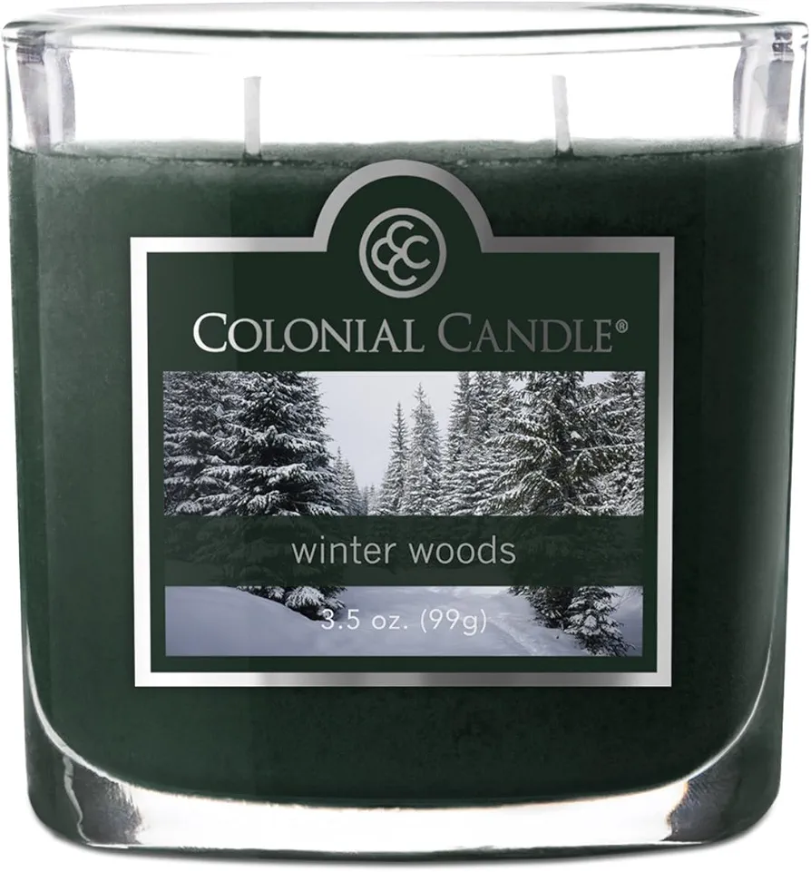 Colonial Candle Winter Woods Scented Jar Candle, 2 Wick, 3.5 oz, Mottled Wax Candle