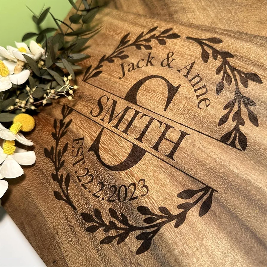 Personalized Cutting Boards, Custom Engraved Charcuterie Boards - Maple/Walnut Cutting Boards, Personalized Gifts, Couples Anniversary or Wedding Gift, Made in USA