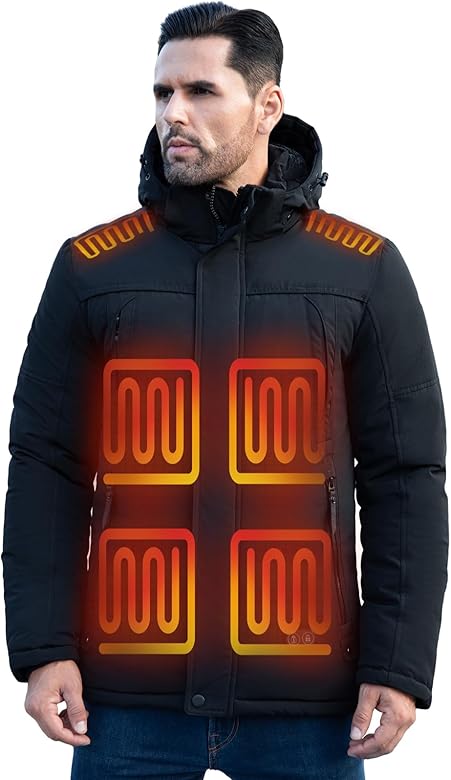 Heated Jacket for Men with 7.4V Battery Pack Included, Winter Outdoor Shell Heating Coat (Size M-3XL)