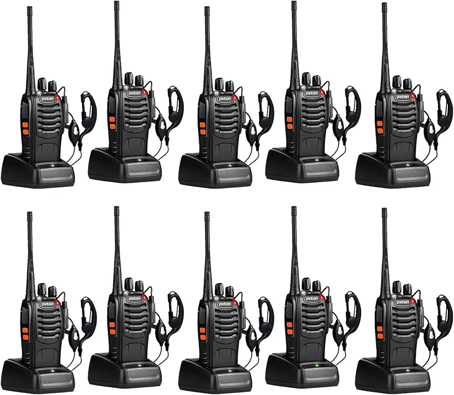 Walkie Talkies for Adults Two Way Radios Long Range with Headphones,16 Channel Handheld 2 Way Radio Rechargeable with Flashlight Li-ion Battery and Charger（10 Pack）