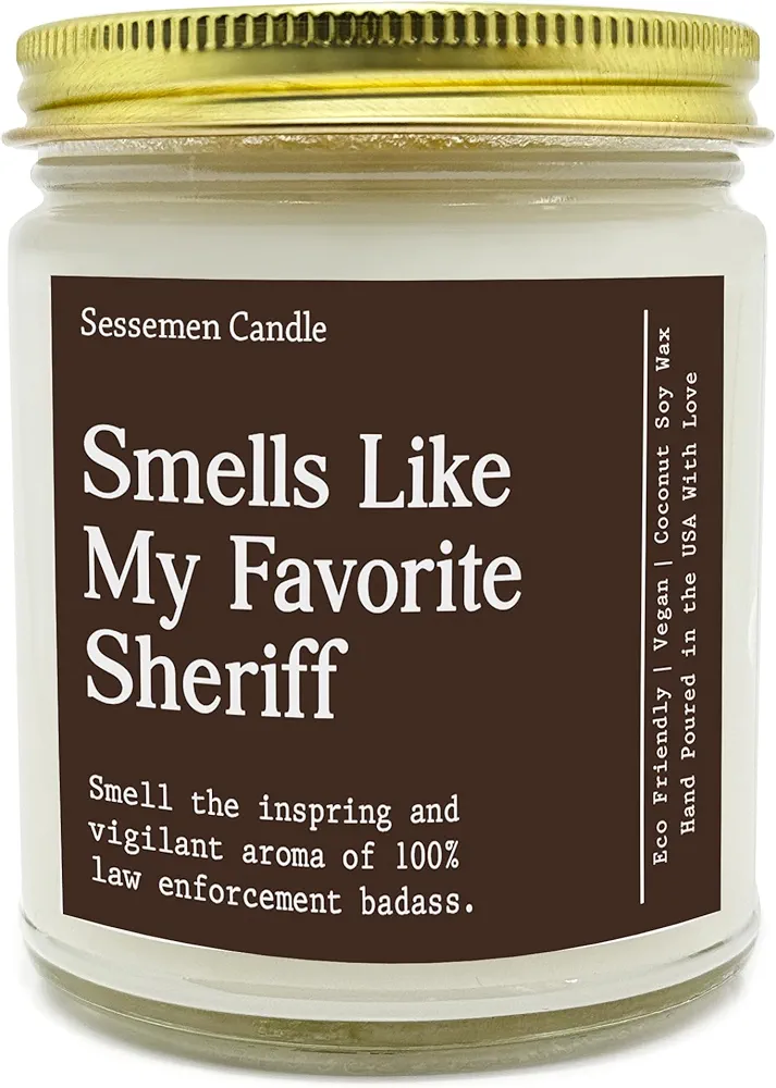 Favorite Sheriff Candle, Sheriff Gift, Candle Clear Jar, Candle Non-Toxic, Candle Soy Wax for Autum, Winter, Fall (9Oz, Vanilla Bean)